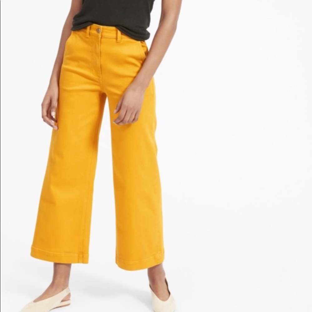 Everlane The Wide Leg Cropped Pants Yellow-Gold (Sz 6)